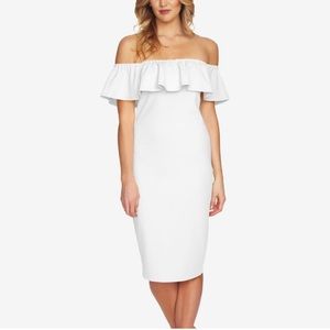 1.State White Ruffle Off the Shoulder Dress